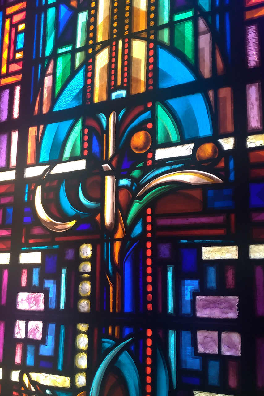 Détail d'un vitrail d'église.