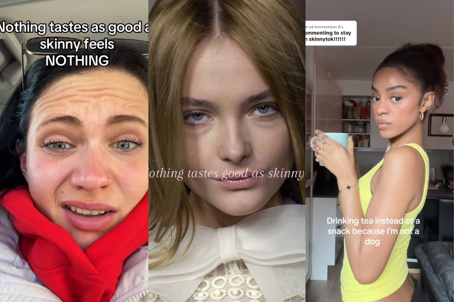 Trois créateur.ices de contenu Skinny Tok promulguent des messages visant à encourager la perte de poids.